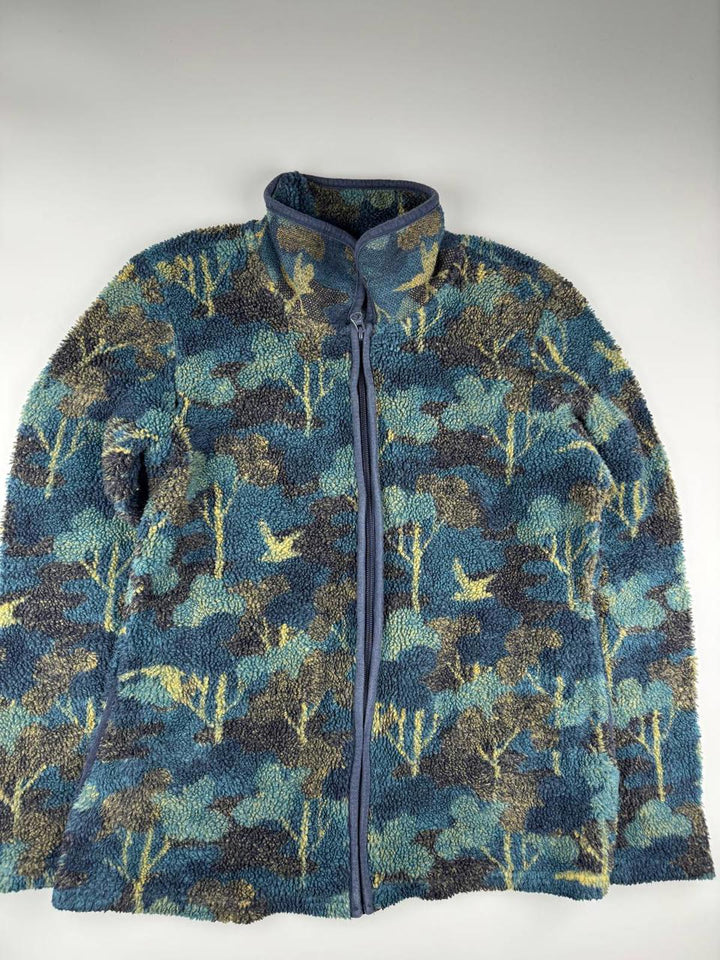 Vintage Fleece Jacket with Nature Print Size