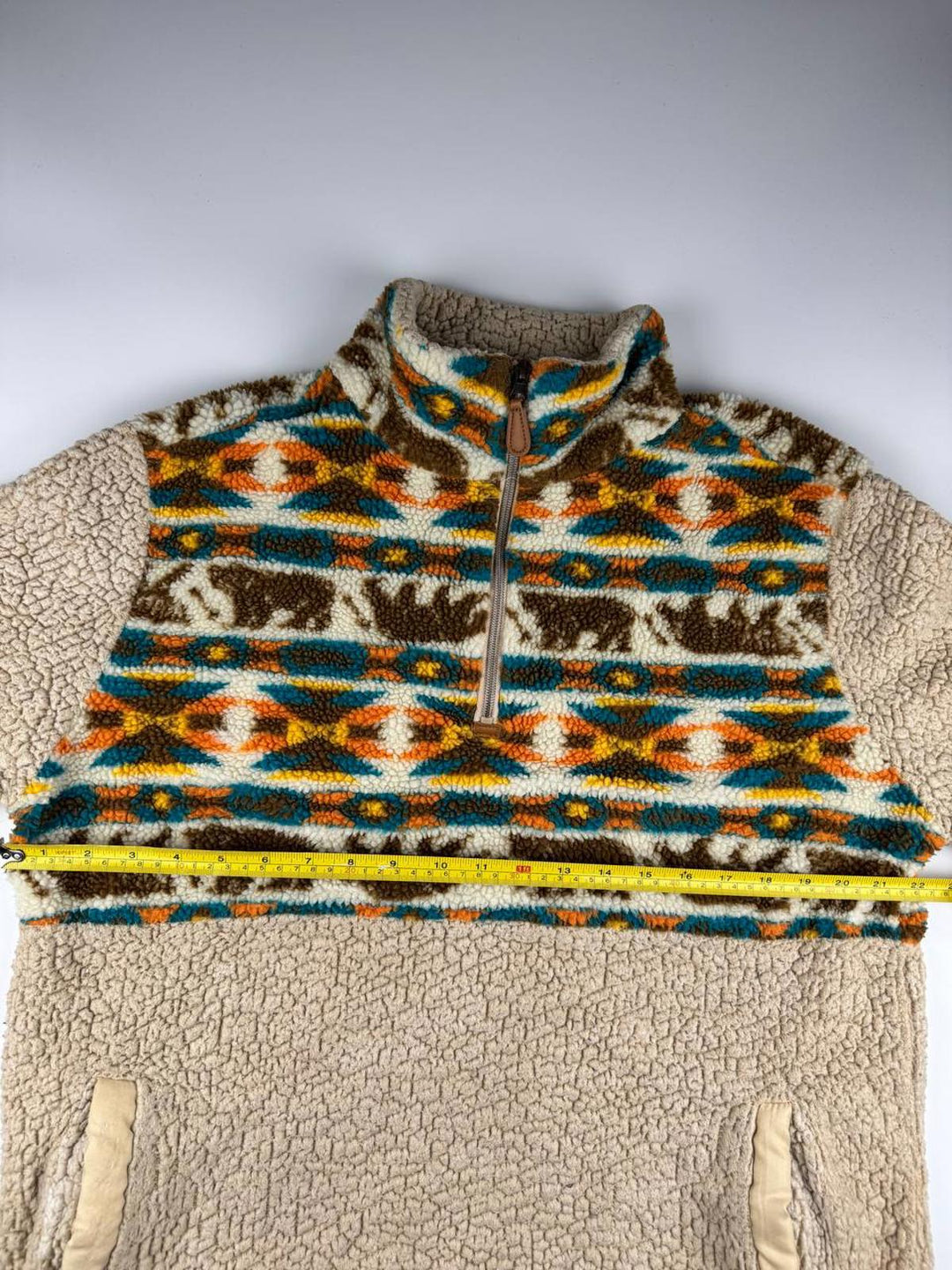 Vintage Fleece Pullover Sweatshirt Animal Print