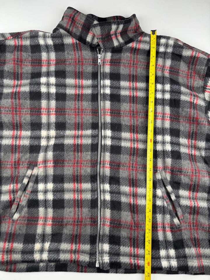 Men's Plaid Fleece Jacket with Full Zip