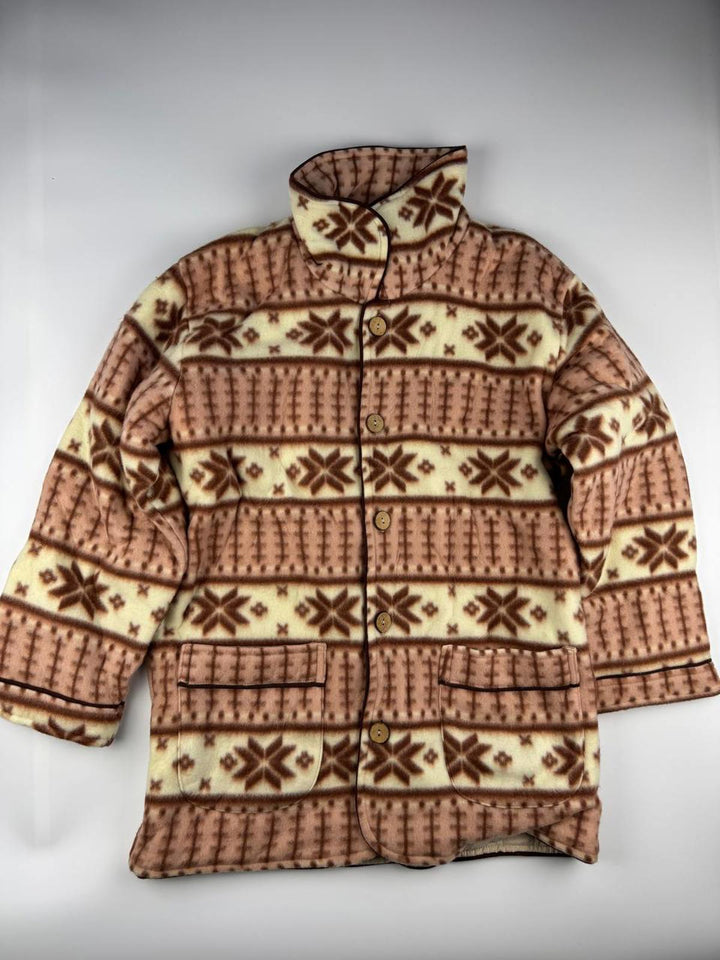 Vintage Women's Fleece Jacket with Geometric Pattern