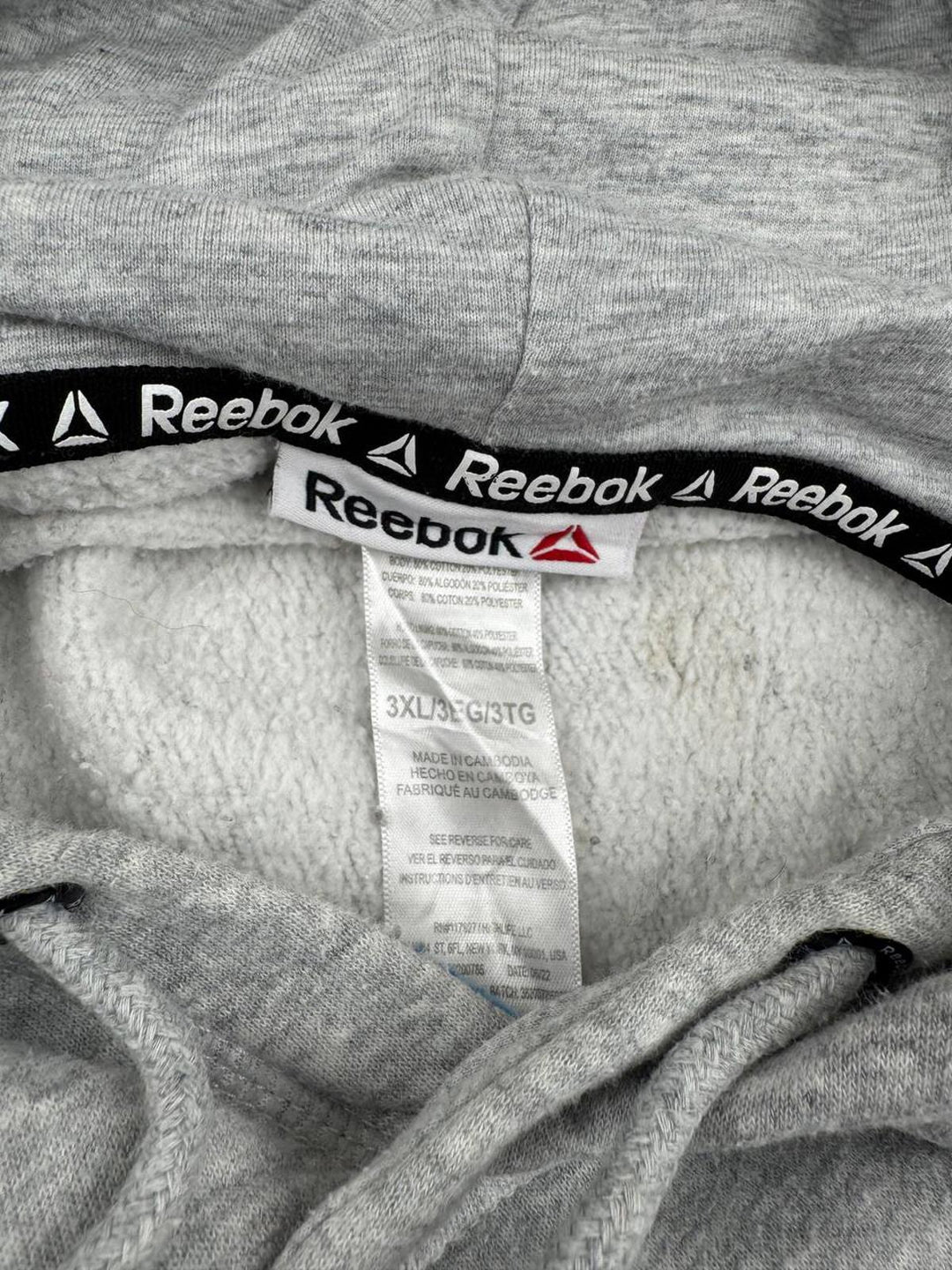 REEBOK Men's Graphic Hoodie Jumper Large Grey Cotton Size 3XL