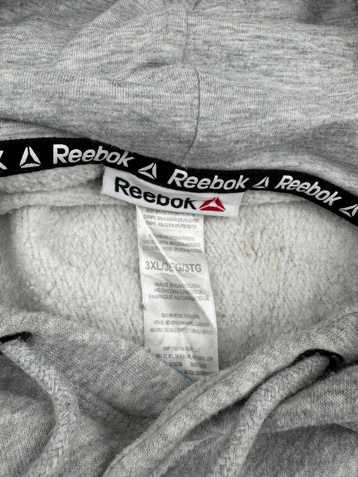 REEBOK Men's Graphic Hoodie Jumper Large Grey Cotton Size 3XL