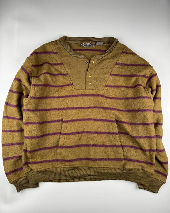 Men's Striped Pullover Sweater with Button Detail
