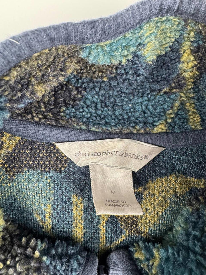 Vintage Fleece Jacket with Nature Print Size