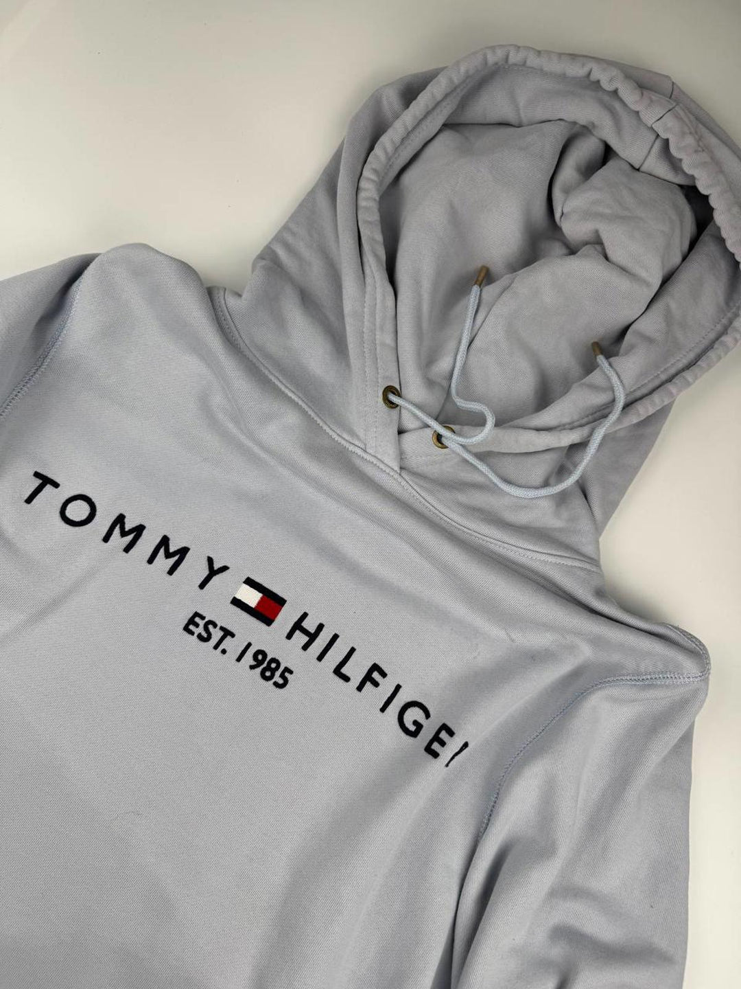 Tommy Hilfiger embroidered flag logo hoodie in grey marl