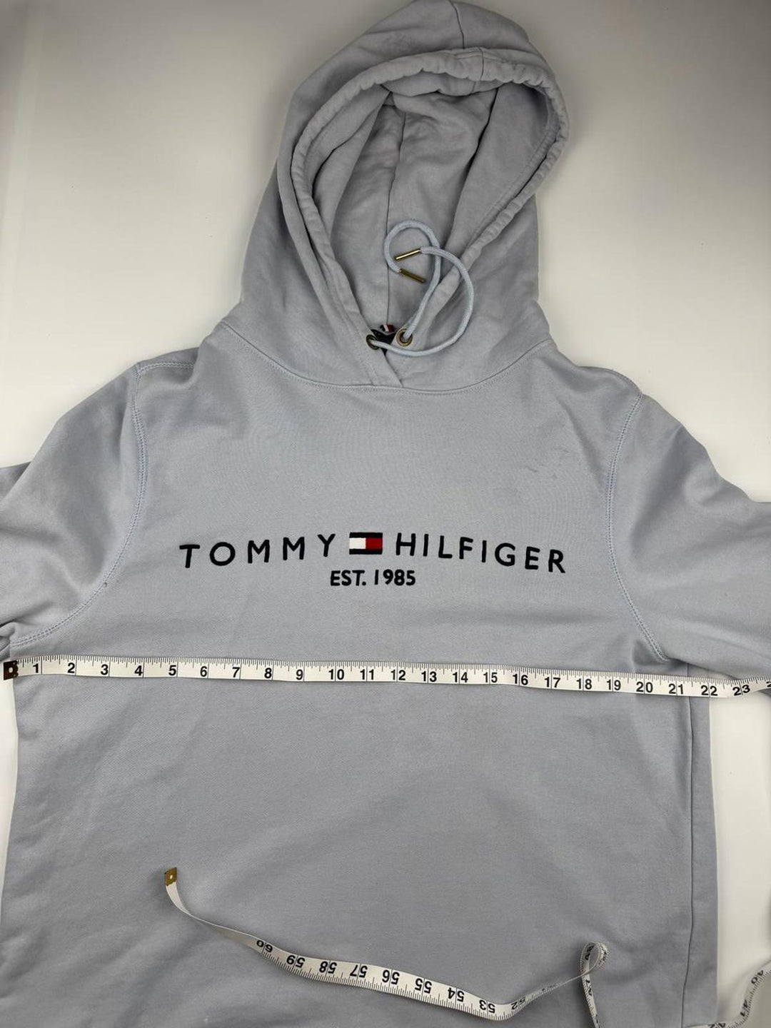Tommy Hilfiger embroidered flag logo hoodie in grey marl
