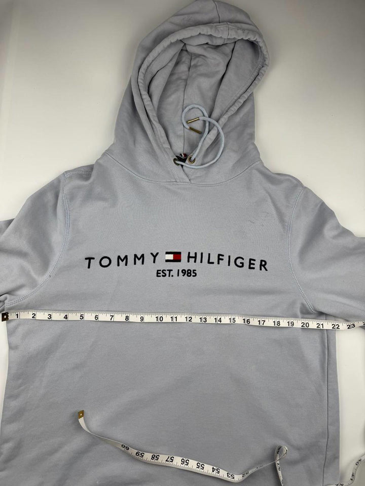 Tommy Hilfiger embroidered flag logo hoodie in grey marl