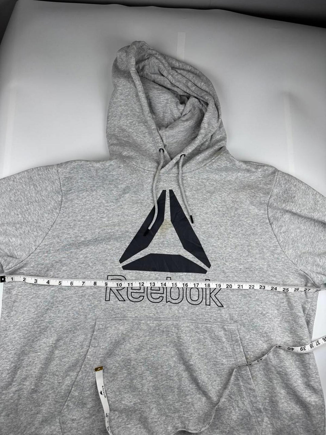 REEBOK Men's Graphic Hoodie Jumper Large Grey Cotton Size 3XL