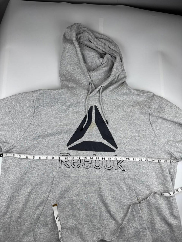REEBOK Men's Graphic Hoodie Jumper Large Grey Cotton Size 3XL
