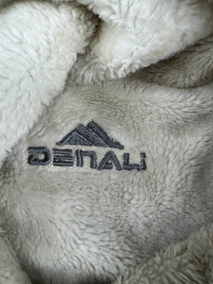 Vintage Gray and White Patterned Fleece Hooded Jacket